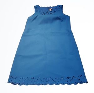 J.Crew Factory Blue Sheath Dress With Laser Cutout Detailing Size 0